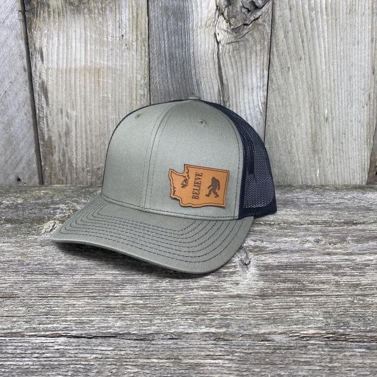 BIGFOOT WASHINGTON LEATHER PATCH HAT RICHARDSON 112 Leather Patch Hats Hells Canyon Designs Loden/Black