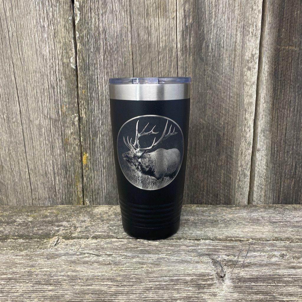 BUGLING ELK BLACK 20 OZ ENGRAVED TUMBLER Tumbler Hells Canyon Designs
