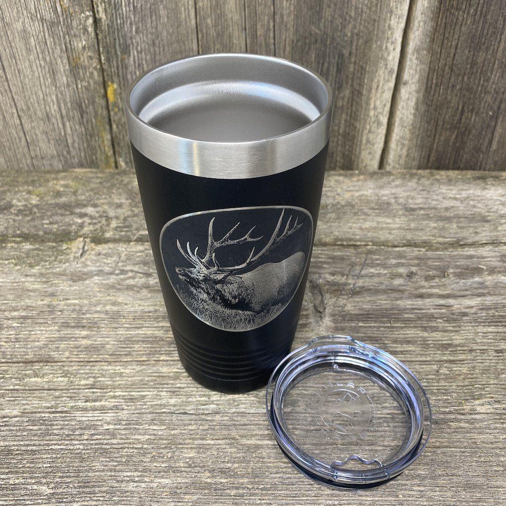 BUGLING ELK BLACK 20 OZ ENGRAVED TUMBLER Tumbler Hells Canyon Designs