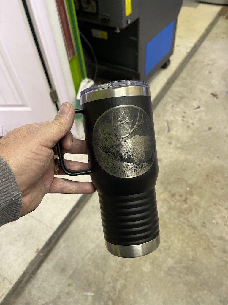 BUGLING ELK BLACK 20oz COFFEE MUG Tumbler Hells Canyon Designs