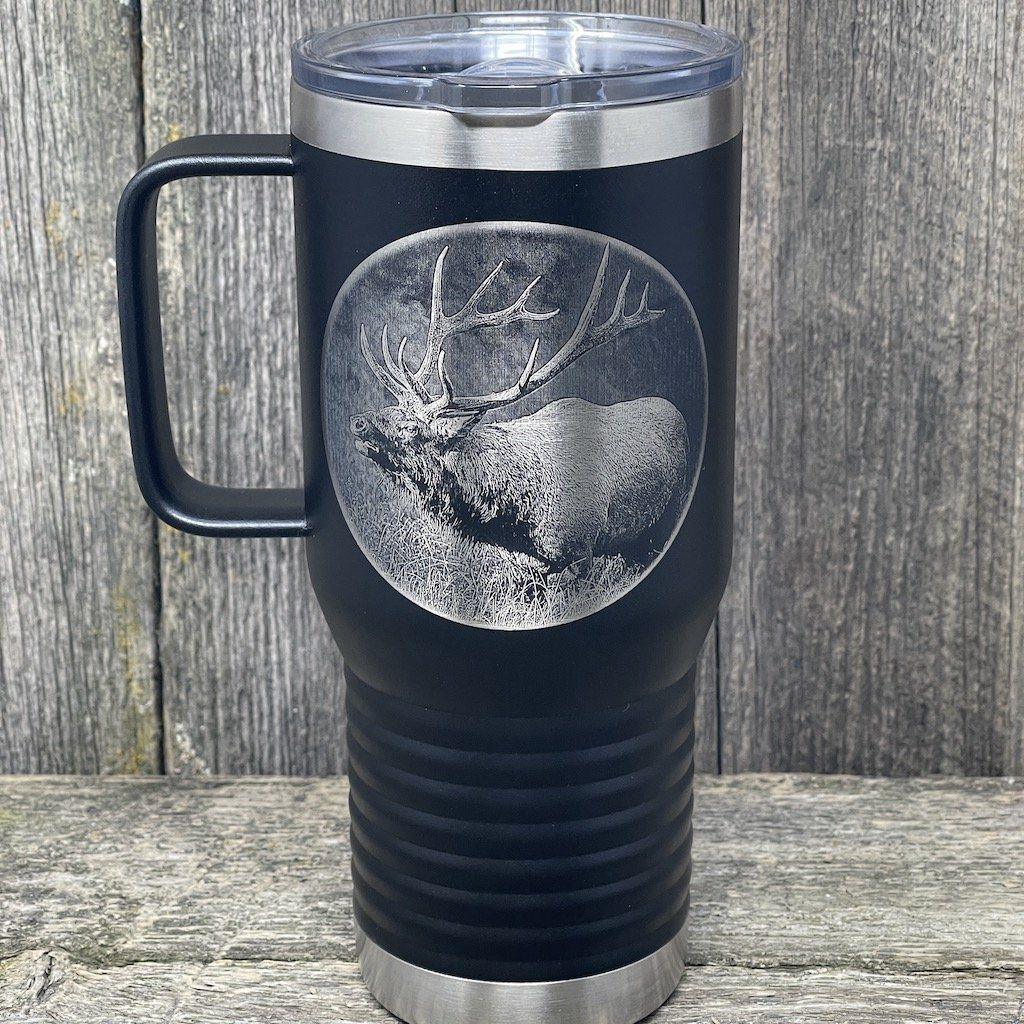 BUGLING ELK BLACK 20oz COFFEE MUG Tumbler Hells Canyon Designs