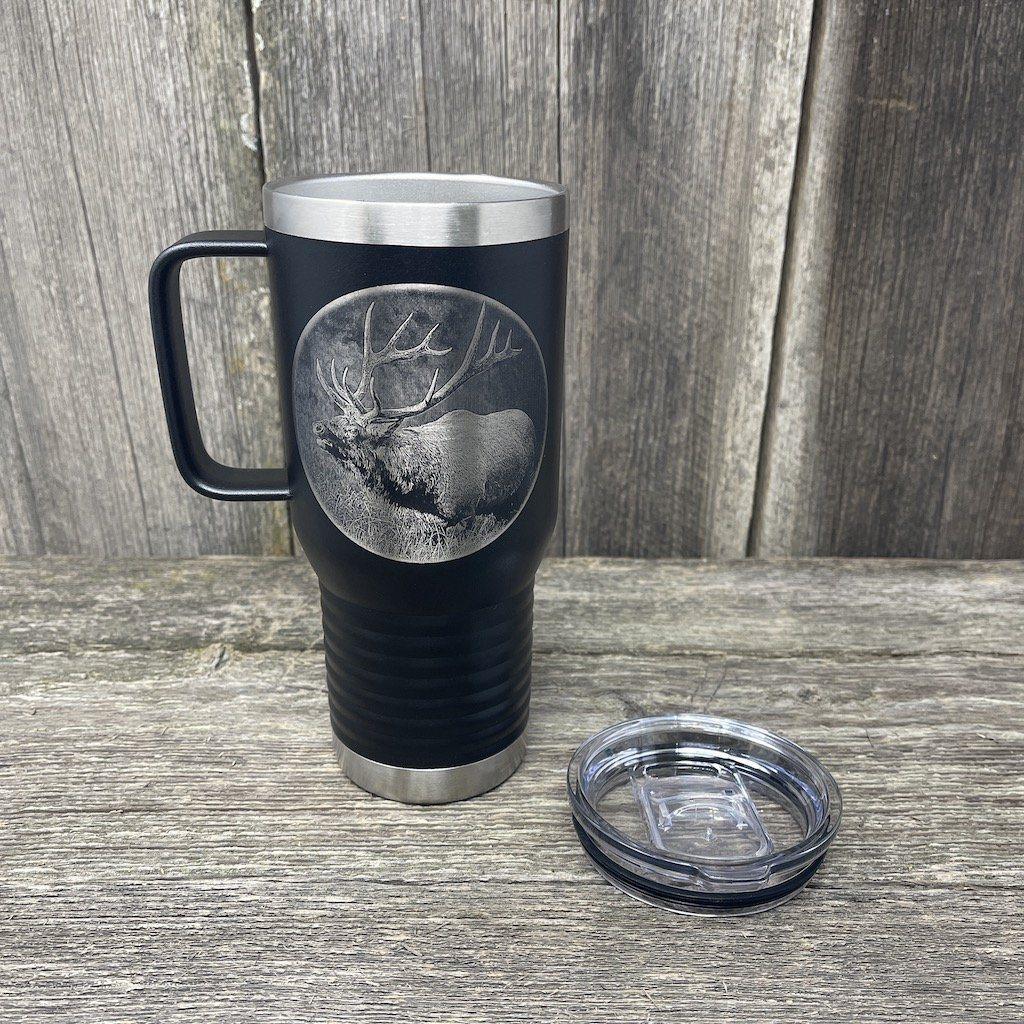 BUGLING ELK BLACK 20oz COFFEE MUG Tumbler Hells Canyon Designs