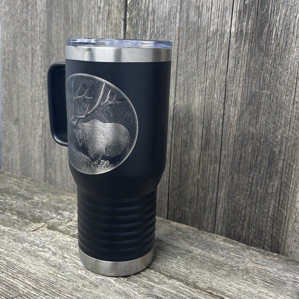 BUGLING ELK BLACK 20oz COFFEE MUG Tumbler Hells Canyon Designs