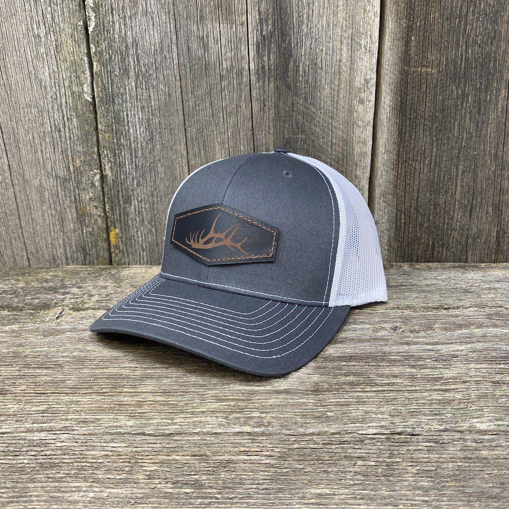 Copy of ELK SHED LEATHER PATCH HAT - RICHARDSON 112 Leather Patch Hats Hells Canyon Designs # Charcoal/White