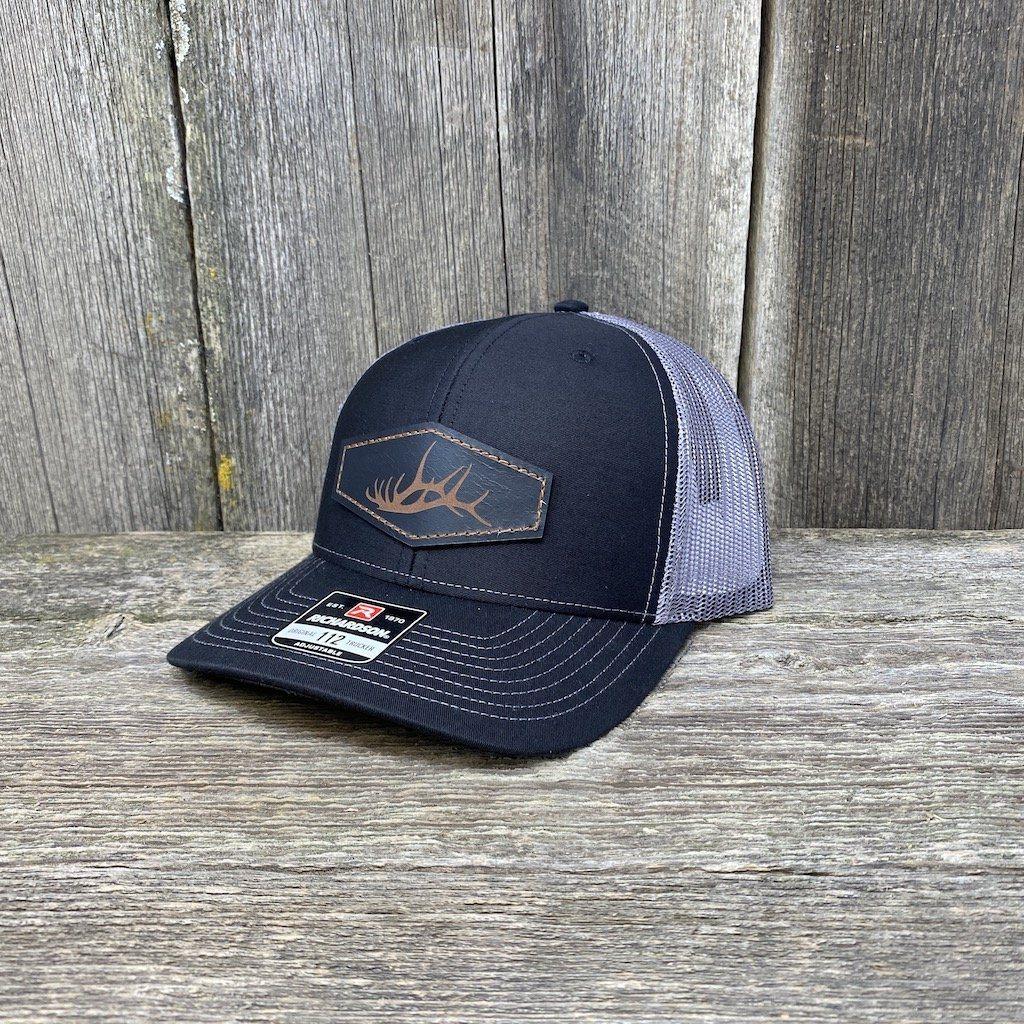 Copy of ELK SHED LEATHER PATCH HAT - RICHARDSON 112 Leather Patch Hats Hells Canyon Designs # Black/Charcoal