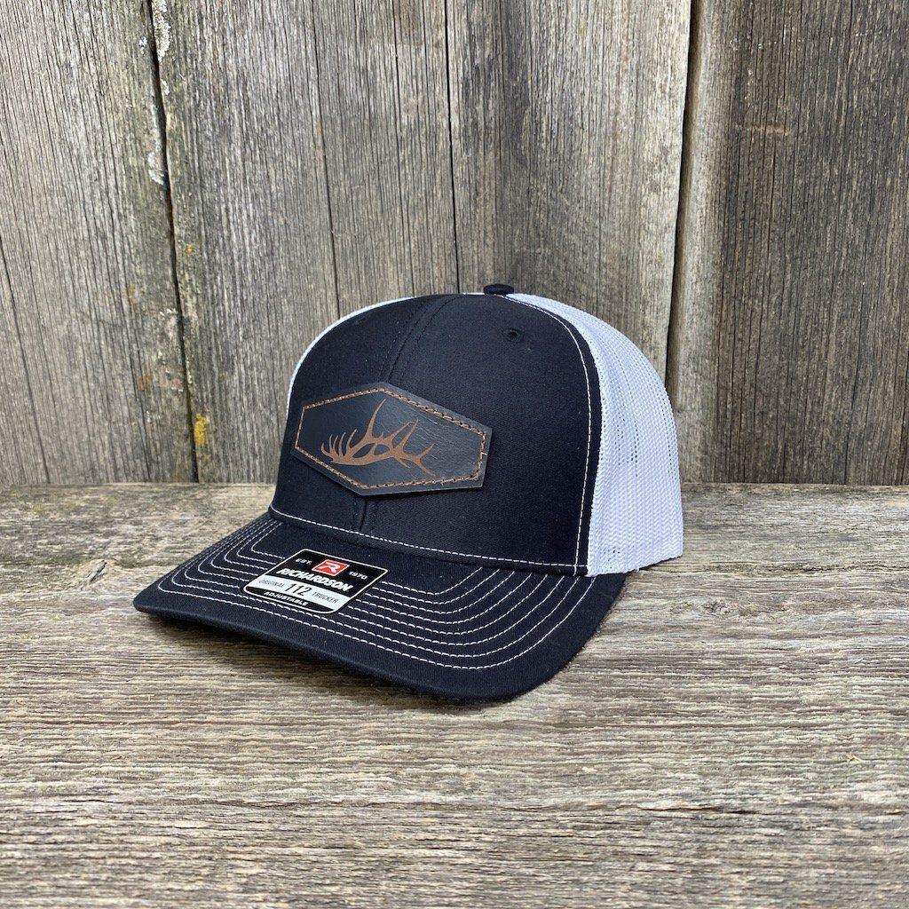 Copy of ELK SHED LEATHER PATCH HAT - RICHARDSON 112 Leather Patch Hats Hells Canyon Designs # Black/White