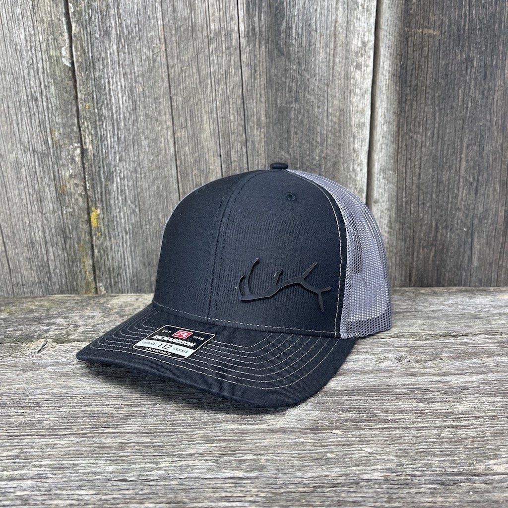 ELK HORN RICHARDSON BLACK LEATHER PATCH HAT Leather Patch Hats Hells Canyon Designs # Black/Charcoal