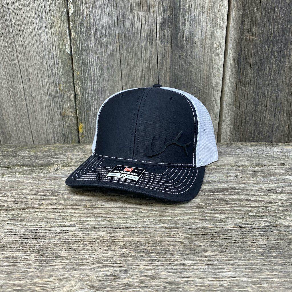 ELK HORN RICHARDSON BLACK LEATHER PATCH HAT Leather Patch Hats Hells Canyon Designs # Black/White