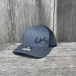 ELK HORN RICHARDSON BLACK LEATHER PATCH HAT Leather Patch Hats Hells Canyon Designs # Charcoal/Black