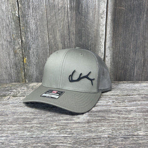 ELK HORN RICHARDSON BLACK LEATHER PATCH HAT Leather Patch Hats Hells Canyon Designs # Loden/Camo
