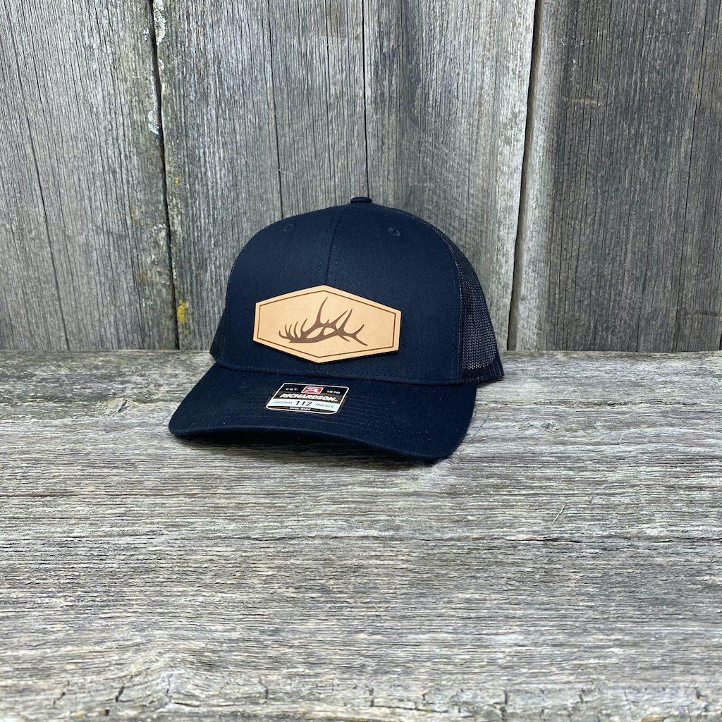 ELK SHED LEATHER PATCH HAT - RICHARDSON 112 Leather Patch Hats Hells Canyon Designs Solid Black