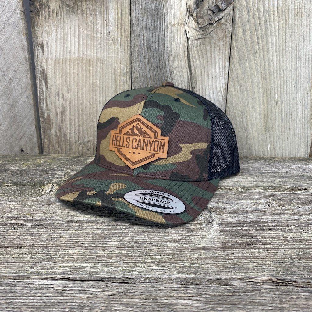 Hells Canyon Patch Hat Yupoong Leather Patch Hats Hells Canyon Designs # BDU/Black