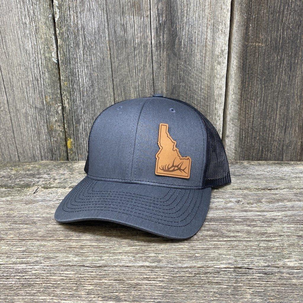 IDAHO HAT ANTLER SPECIAL EDITION RICHARDSON 112 Leather Patch Hats Hells Canyon Designs # Charcoal/Black