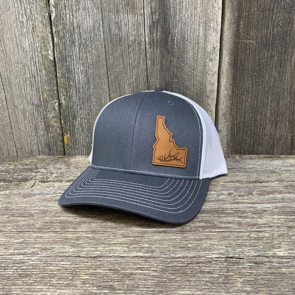 IDAHO HAT ANTLER SPECIAL EDITION RICHARDSON 112 Leather Patch Hats Hells Canyon Designs # Charcoal/White