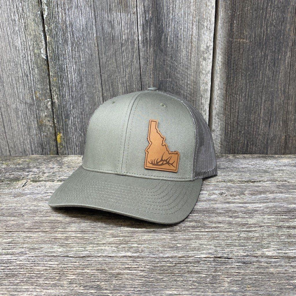 IDAHO HAT ANTLER SPECIAL EDITION RICHARDSON 112 Leather Patch Hats Hells Canyon Designs # Loden