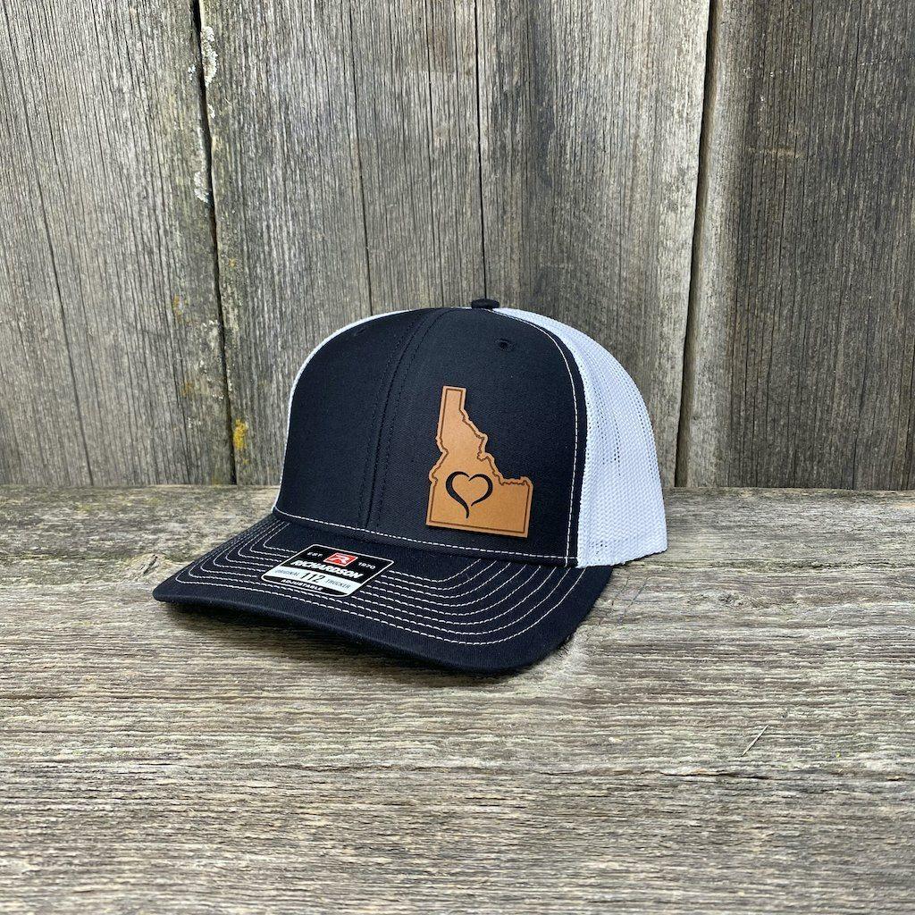 IDAHO HEART HAT - SHOW THE LOVE Leather Patch Hats Hells Canyon Designs # Black/White