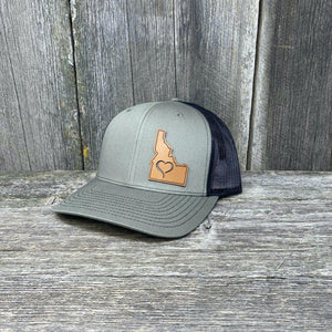 IDAHO HEART HAT - SHOW THE LOVE Leather Patch Hats Hells Canyon Designs # Loden/Black