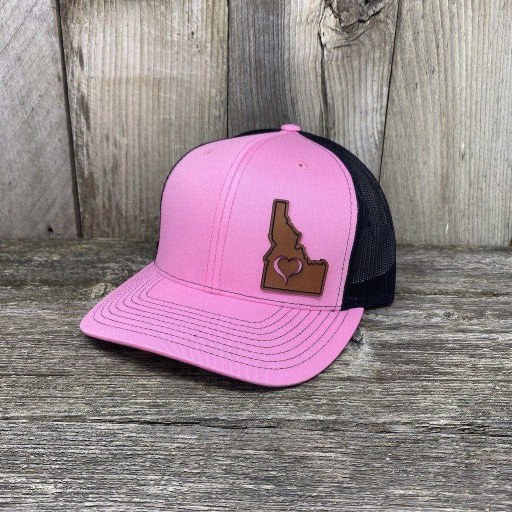 IDAHO HEART HAT - SHOW THE LOVE Leather Patch Hats Hells Canyon Designs # Pink/Black