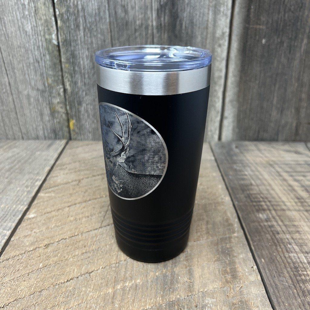 MULE DEER BLACK 20 OZ ENGRAVED TUMBLER Tumbler Hells Canyon Designs