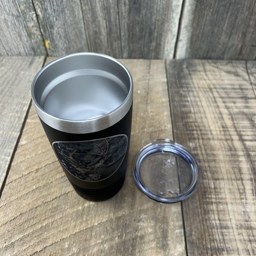 MULE DEER BLACK 20 OZ ENGRAVED TUMBLER Tumbler Hells Canyon Designs