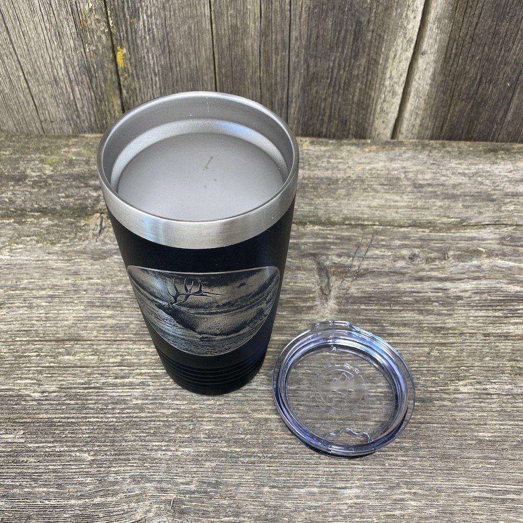 RIVER ELK BLACK 20 OZ ENGRAVED TUMBLER Tumbler Hells Canyon Designs