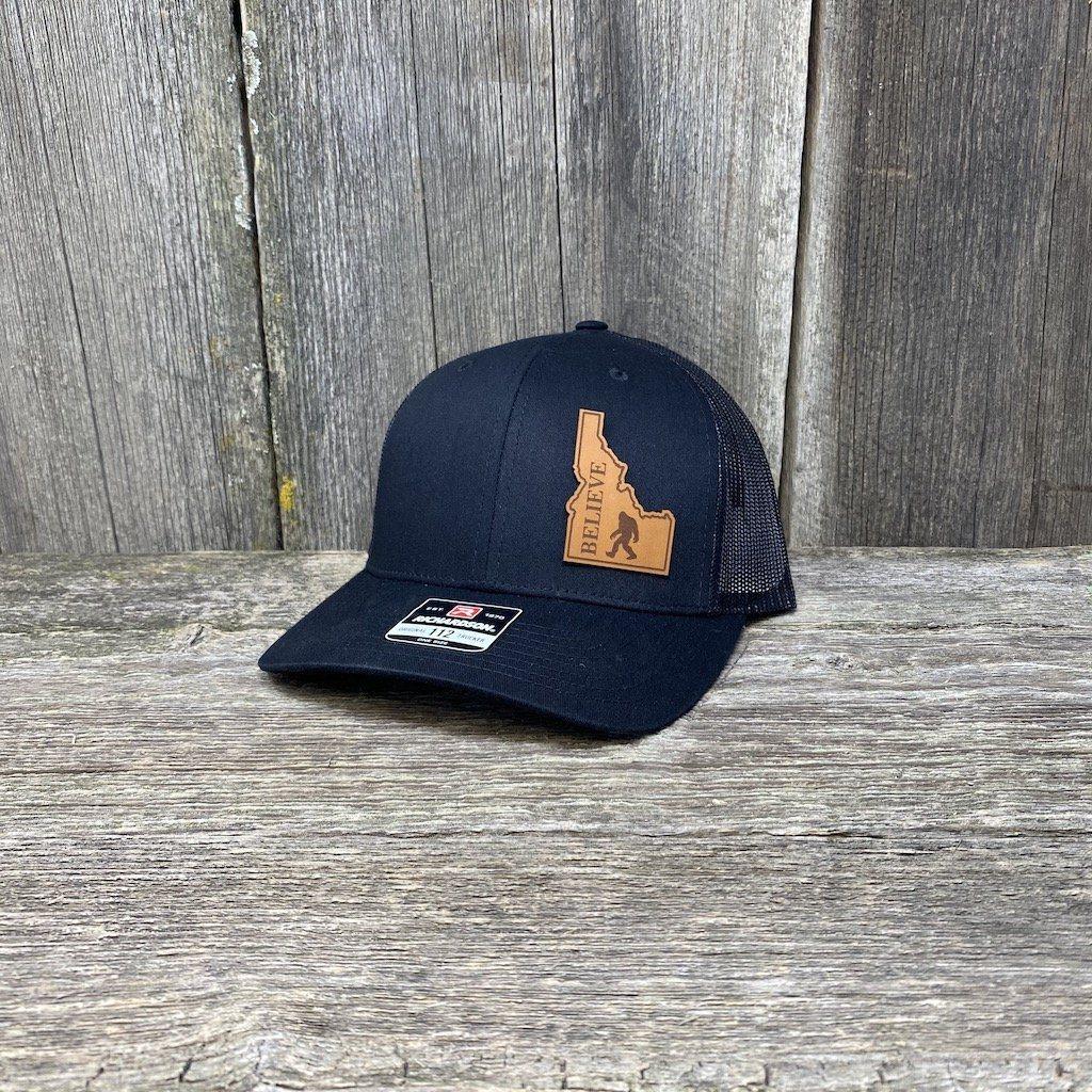 SASQUATCH IDAHO LEATHER PATCH HAT RICHARDSON 112 Leather Patch Hats Hells Canyon Designs # Solid Black
