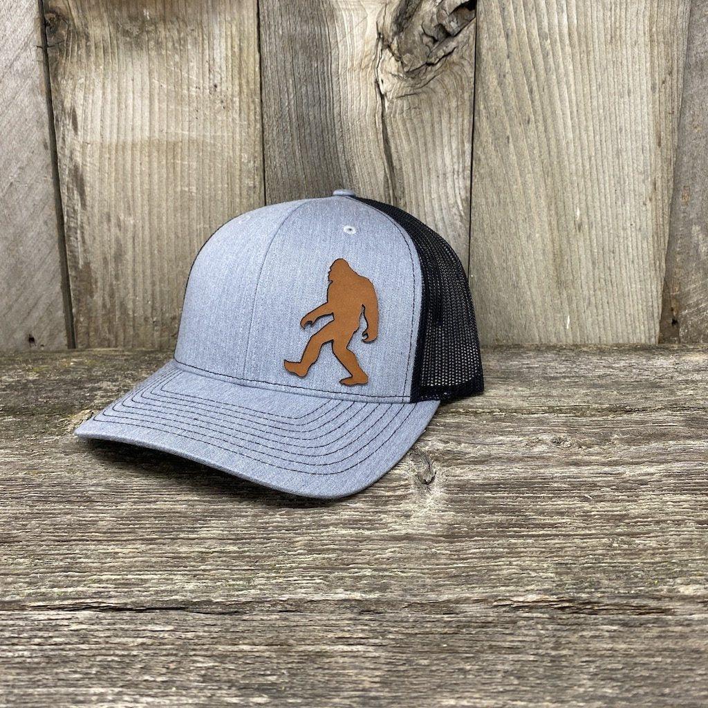 SASQUATCH LEATHER PATCH HAT - RICHARDSON 112 Leather Patch Hats Hells Canyon Designs Heather/Black