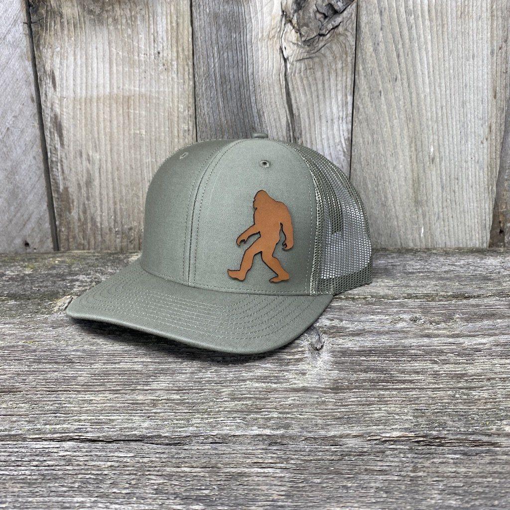 SASQUATCH LEATHER PATCH HAT - RICHARDSON 112 Leather Patch Hats Hells Canyon Designs Loden
