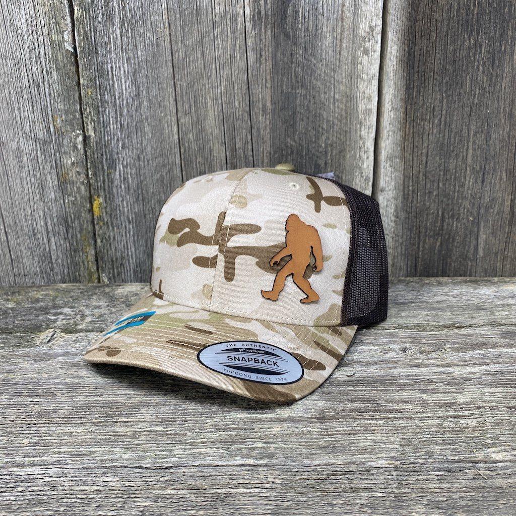 SASQUATCH LEATHER PATCH HAT - SNAPBACK Leather Patch Hats Hells Canyon Designs Arid/Brown Multicam