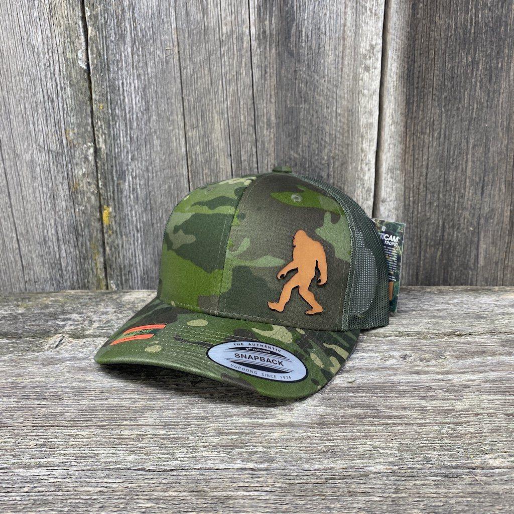 SASQUATCH LEATHER PATCH HAT - SNAPBACK Leather Patch Hats Hells Canyon Designs Green Jungle Multicam