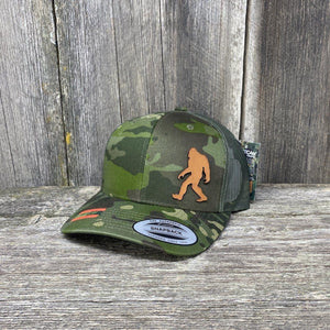 SASQUATCH LEATHER PATCH HAT - SNAPBACK Leather Patch Hats Hells Canyon Designs Green Jungle Multicam