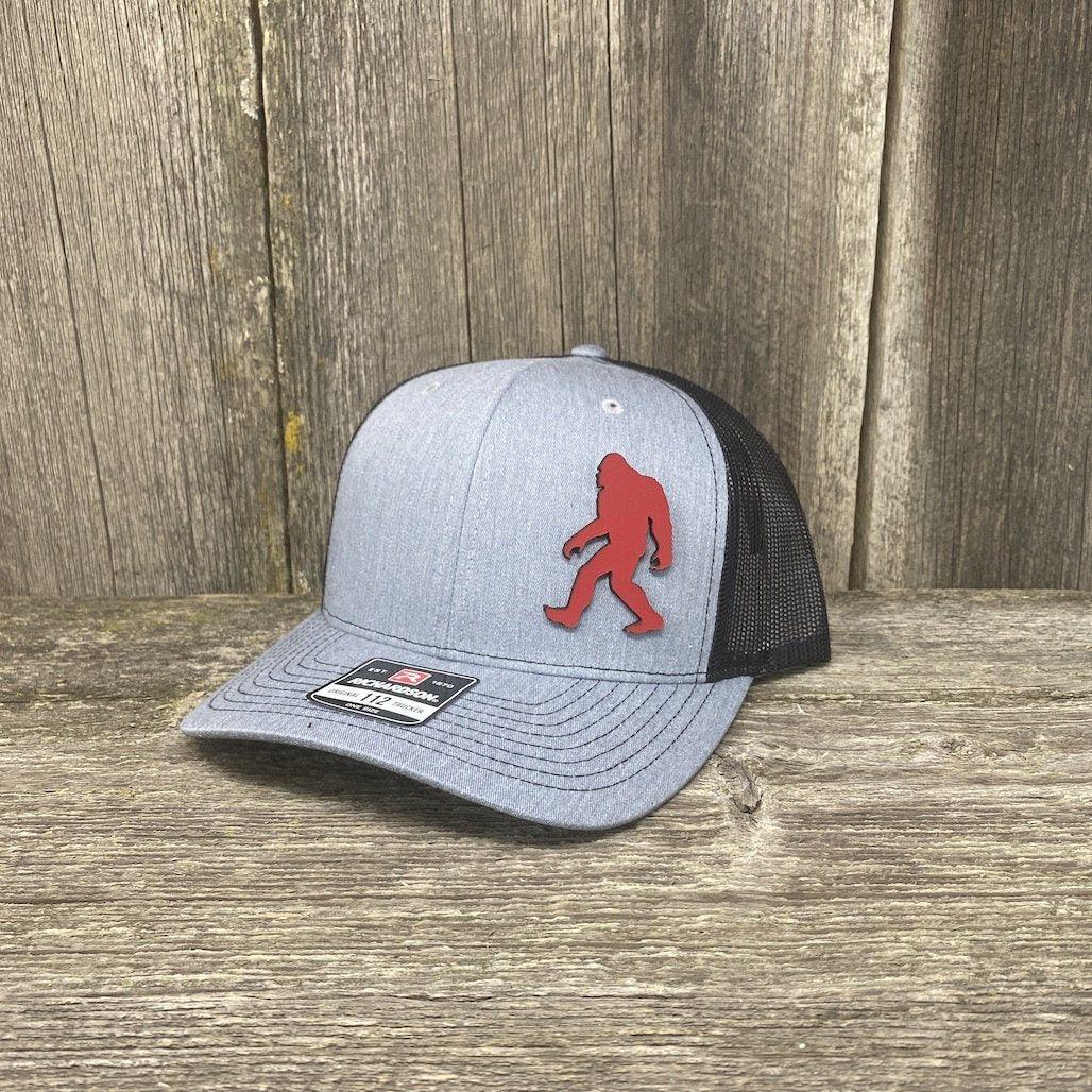 SASQUATCH RED LEATHER PATCH HAT RICHARDSON 112 Leather Patch Hats Hells Canyon Designs Heather/Black