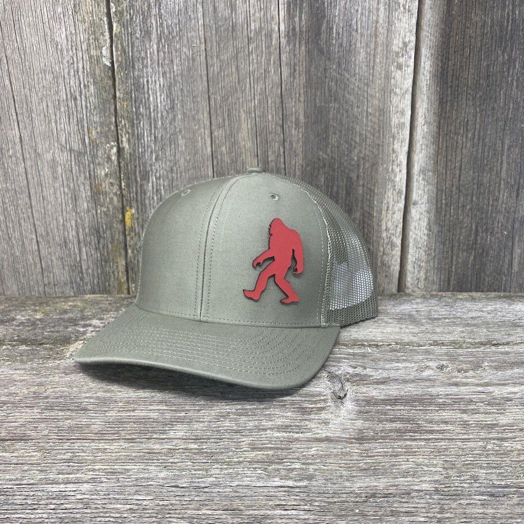 SASQUATCH RED LEATHER PATCH HAT RICHARDSON 112 Leather Patch Hats Hells Canyon Designs Loden