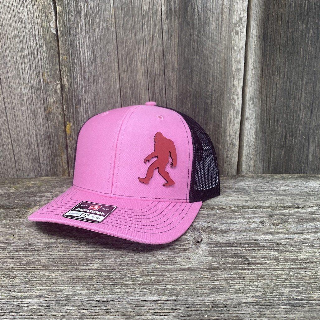SASQUATCH RED LEATHER PATCH HAT RICHARDSON 112 Leather Patch Hats Hells Canyon Designs Pink/Black