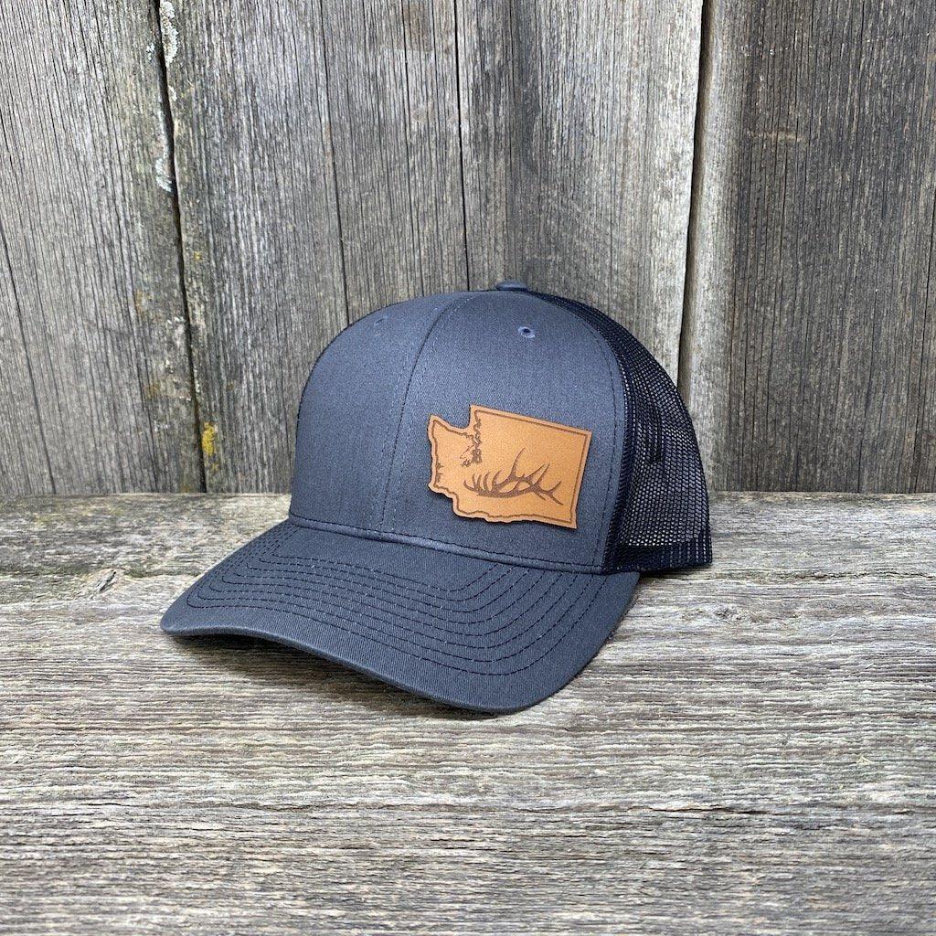 Washington Elk Patch Hat Richardson 112 Leather Patch Hats Hells Canyon Designs Charcoal/Black