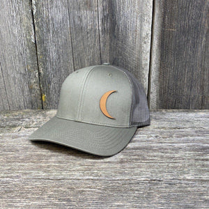 CRESCENT MOON CHESTNUT LEATHER PATCH HAT - RICHARDSON 112 Leather Patch Hats Hells Canyon Designs # Loden 