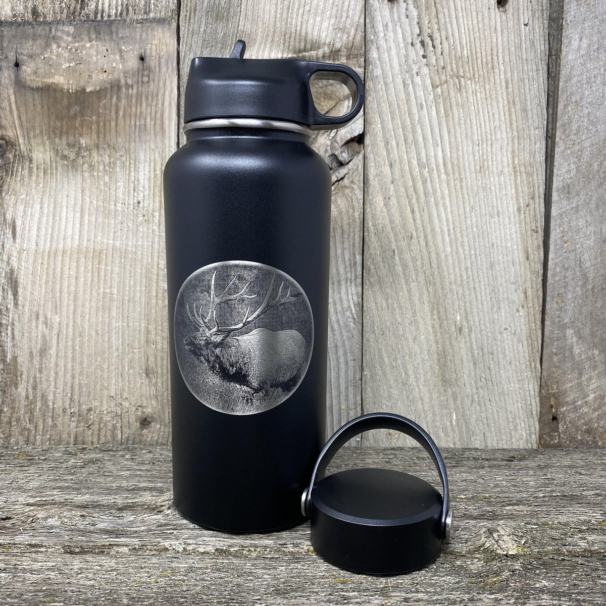 Rocky Mtn Elk 32oz Hydro Bottle Water Bottles Hells Canyon Art Glass and Laser 